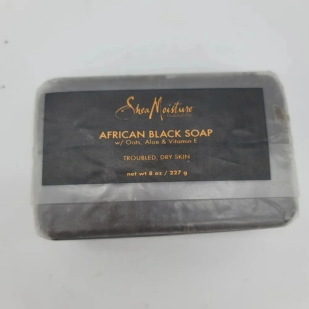 Shea Moisture African Black Soap Oats Aloe Vitamin E For Troubled, Dry Skin 8oz